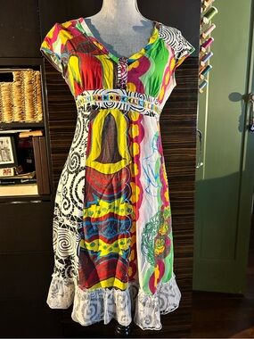 Vivid Mixed-Print Mini Dress — Multicolor